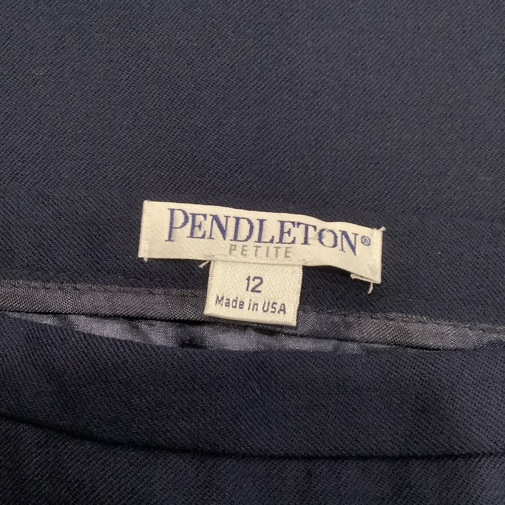 Vintage 90s PENDLETON 100% Virgin Wool Navy Blue Pencil Skirt Size 12 Petite - Picture 5 of 10